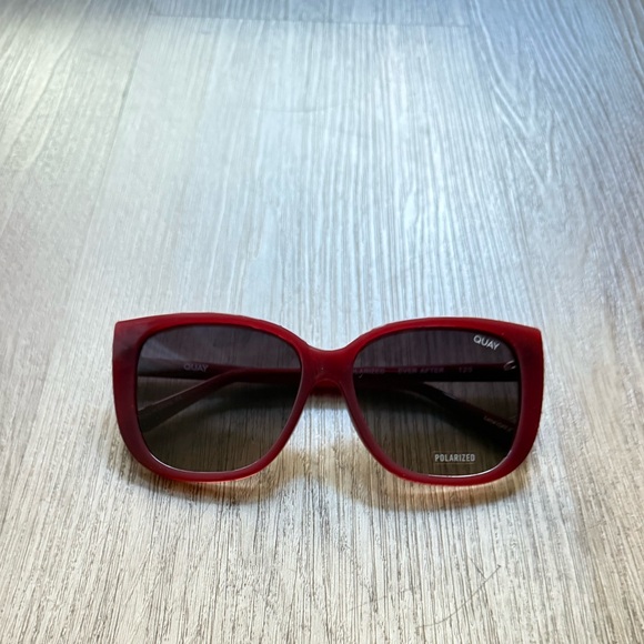 quay australia ever after red polarized oversized square sunglasses eyewear NEW
